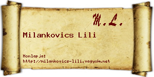 Milankovics Lili névjegykártya